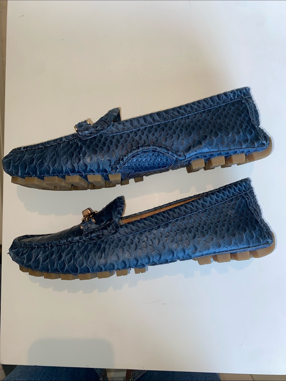 NIB Coach Marley Loafers in Bright Marine Croco Leather Size 8.5 - Picture 7 of 11